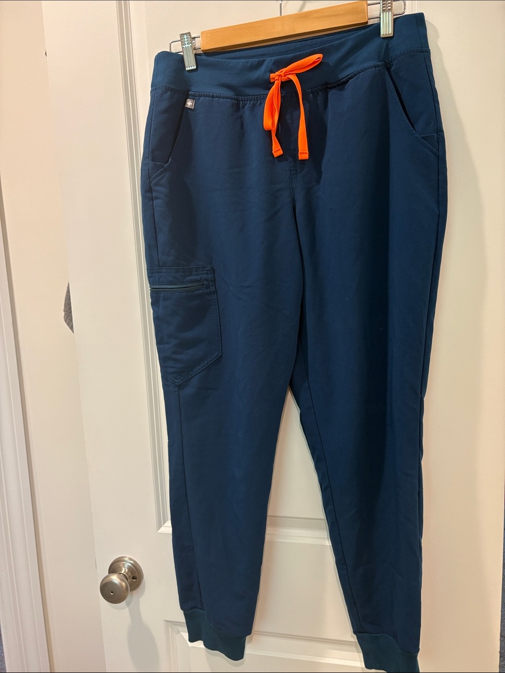 Figs Te Skinny Scrub Joggers with Bright Orange Drawstring